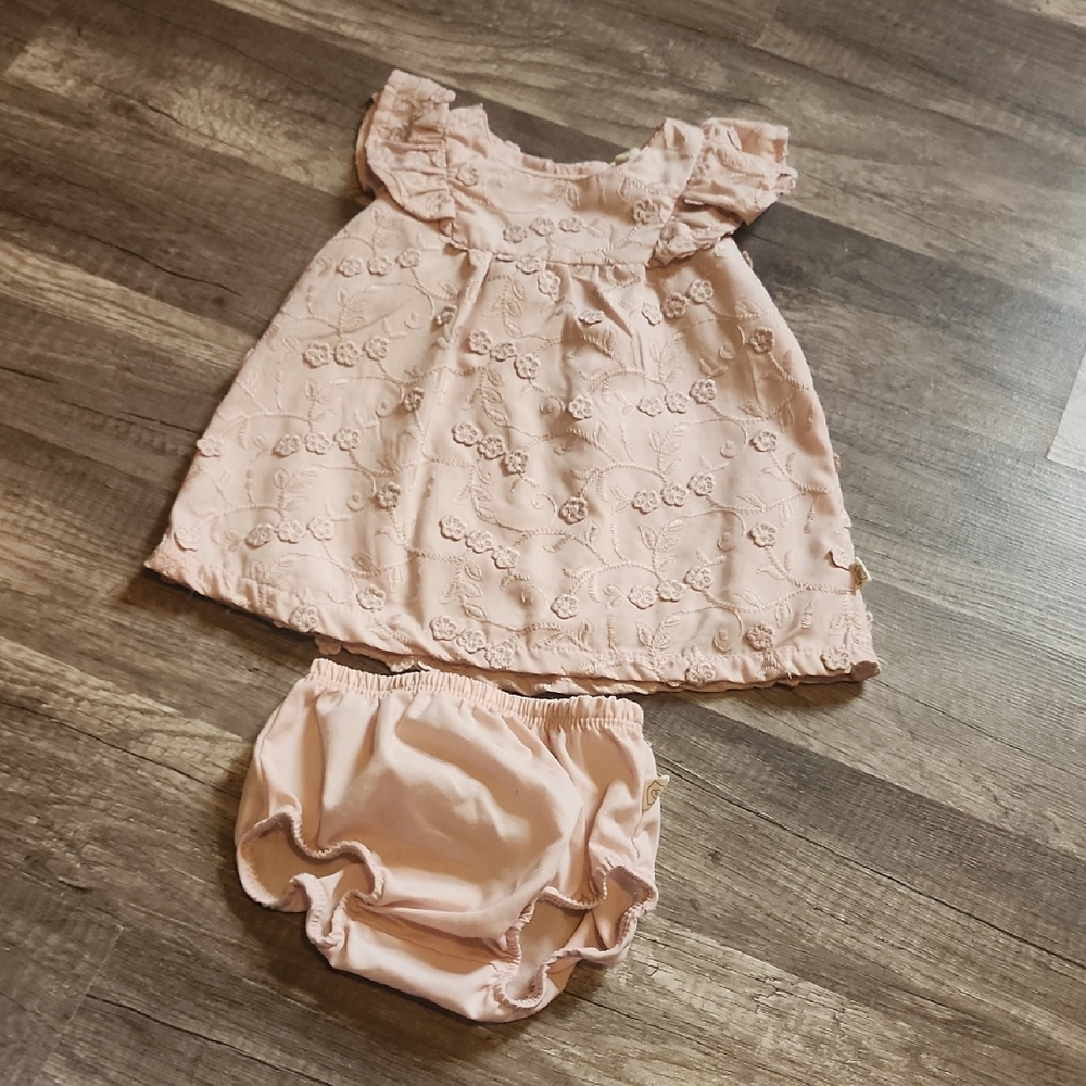 Pink Floral Kids Dress Set 3-6M